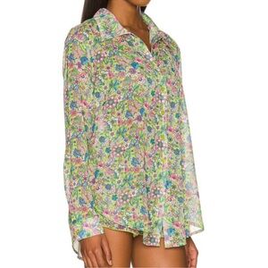 Lovers and Friends Groovy Delight Shirt size Medium in Lime Green‎ Hippy Floral